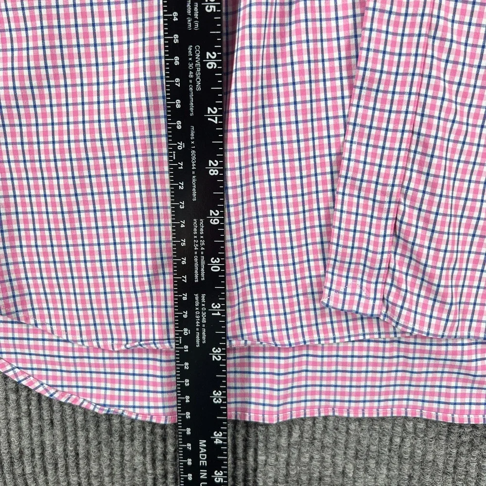 Polo Ralph Lauren Shirt Mens 2XL XXL Pink Blue Check Long Sleeve Performance
